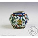 A Chinese porcelain Wucai vase, Wanli six character mark,