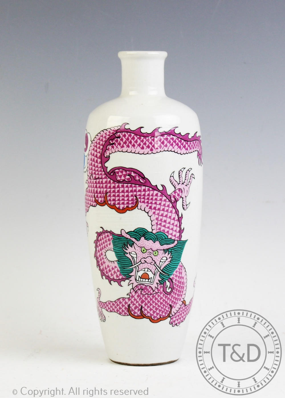 A Chinese porcelain dragon vase,