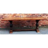 A 17th century style oak refectory table,