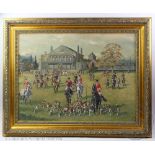 Attributed to Joseph Appleyard (1908-1960) Oil on artist board, Hunt meet, with horse,