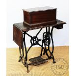 A late 19th century treadle sewing machine,