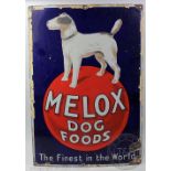 A vintage Melox Dog Foods vitreous enamel advertising sign,