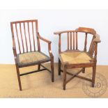 An Edwardian inlaid mahogany arm chair, 90cm H,
