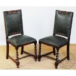 A set of six 1920's oak dining chairs,