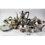 A selection of 19th century and later silver plated wares,