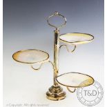A silver and shell mounted three tier caviar stand,