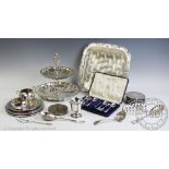 Assorted silver and silver plate items,