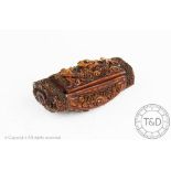 A 19th century French carved treen snuff box,