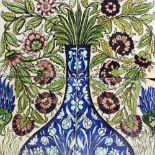 An Arts and Crafts pictorial four tile panel attributed to William De Morgan,