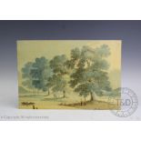 English School (19th century) Three watercolours on paper, Rural landscscape views, Unsigned,