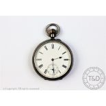 A silver cased open face pocket watch, Birmingham 1887,