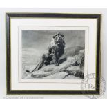 Herbert Dicksee (1862-1942), Etching, The Lion, Signed in pencil and with 'TB' blindstamp,
