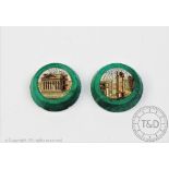 Two 19th century micro mosaics, depicting The Forum in Rome and The Pantheon,
