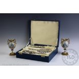 A modern silver backed three piece dressing table set, Birmingham, 1987, in fitted case,