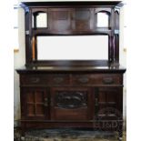 An Art Nouveau oak high back dresser,