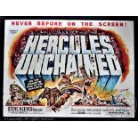 Hercules Unchained, 1960, 30" x 40" Quad Poster, 'Sword and Sandal' film,