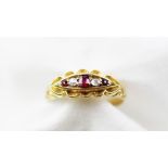 A diamond and untested ruby set 18ct gold ring, Birmingham 1900,