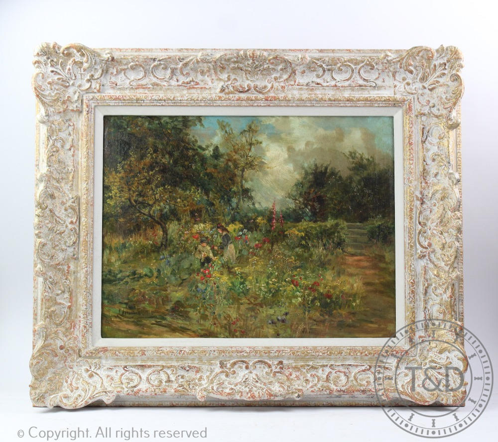 Follower of Frederick William Jackson, Oil on canvas, Children picking wild flowers,