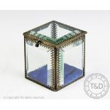 A French glass casket of cube form,