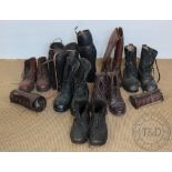 A collection of four pairs of vintage leather gaiters, with a leather and canvas pair,