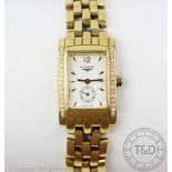 A ladies Longines 18ct yellow gold Dolce Vita wristwatch, the rectangular case, diamond set,