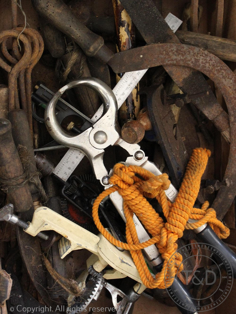 A collection of vintage hand and agricultural tools (Qty)