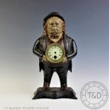 A novelty cast iron clock modelled as John Bull, 'Bradley & Hubbard' 'July.14.