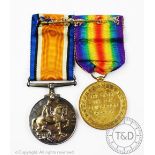 A WWI KSLI pair (War medal and Victory medal) engraved to: '66935 Pte W R Hanna,
