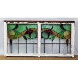Five Art Nouveau stained glass window panes,