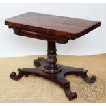 A William IV carved mahogany card table,