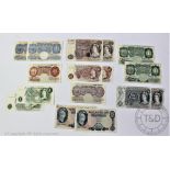 A collection of bank notes, comprising two ten pound notes A35 and A91,