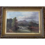 E Bennett - 19th century, Oil on canvas, On the Dee North Wales, Signed in red lower left,