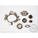 A selection of silver and silver coloured jewellery, to include,