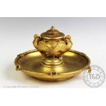 A 19th century ormolu Empire French ink well on stand,