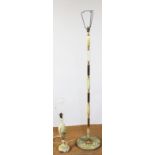 An onyx and gilt metal standard lamp, 137cm H, with an onyx table lamp,