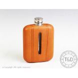 A silver topped hip flask, James Dixon & Sons, Sheffield 1987, the rectangular glass body,