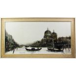 Krutz (20th century), Oil on canvas, Grand Canal, Venice, Signed lower left, 39cm x 80cm,