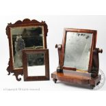A 19th century mahogany toilet mirror, with drawer to base, 70cm H,