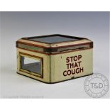 A vintage 'Stop that cough' counter top tin,
