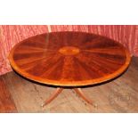 A Regency design mahogany and satinwood circular centre table,