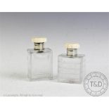 Two Art Deco silver collared scent bottles, London 1937,