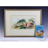 John Berry (1920-2009), Watercolour, The Hamster Hannibal on a beach, Signed, 20cm x 35.