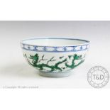 A Chinese porcelain dragon bowl, Jiajing six character mark,