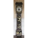 An 18th century black and gilt Japanned eight-day longcase clock,