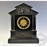 A large Victorian slate mantel clock,
