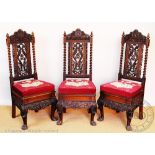 Three 19th century armorial hall chairs in the Anglo-Indian style - possibly Welsh,
