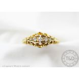 An Edwardian five stone diamond ring, Birmingham 1907, designed as five graduated old cut diamonds,