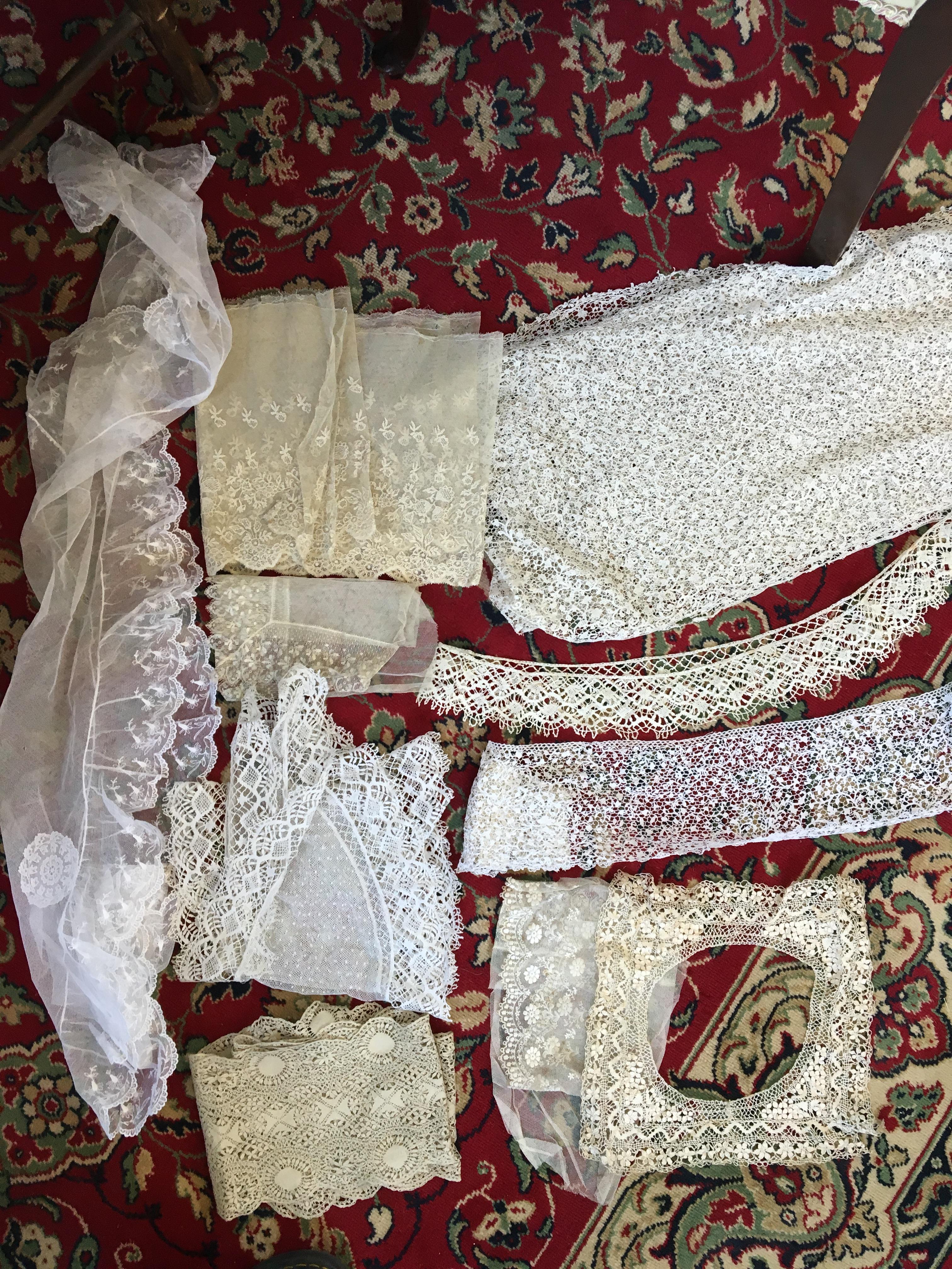 A collection of lace panels, collars and trims of varying patterns and sizes, - Image 4 of 5