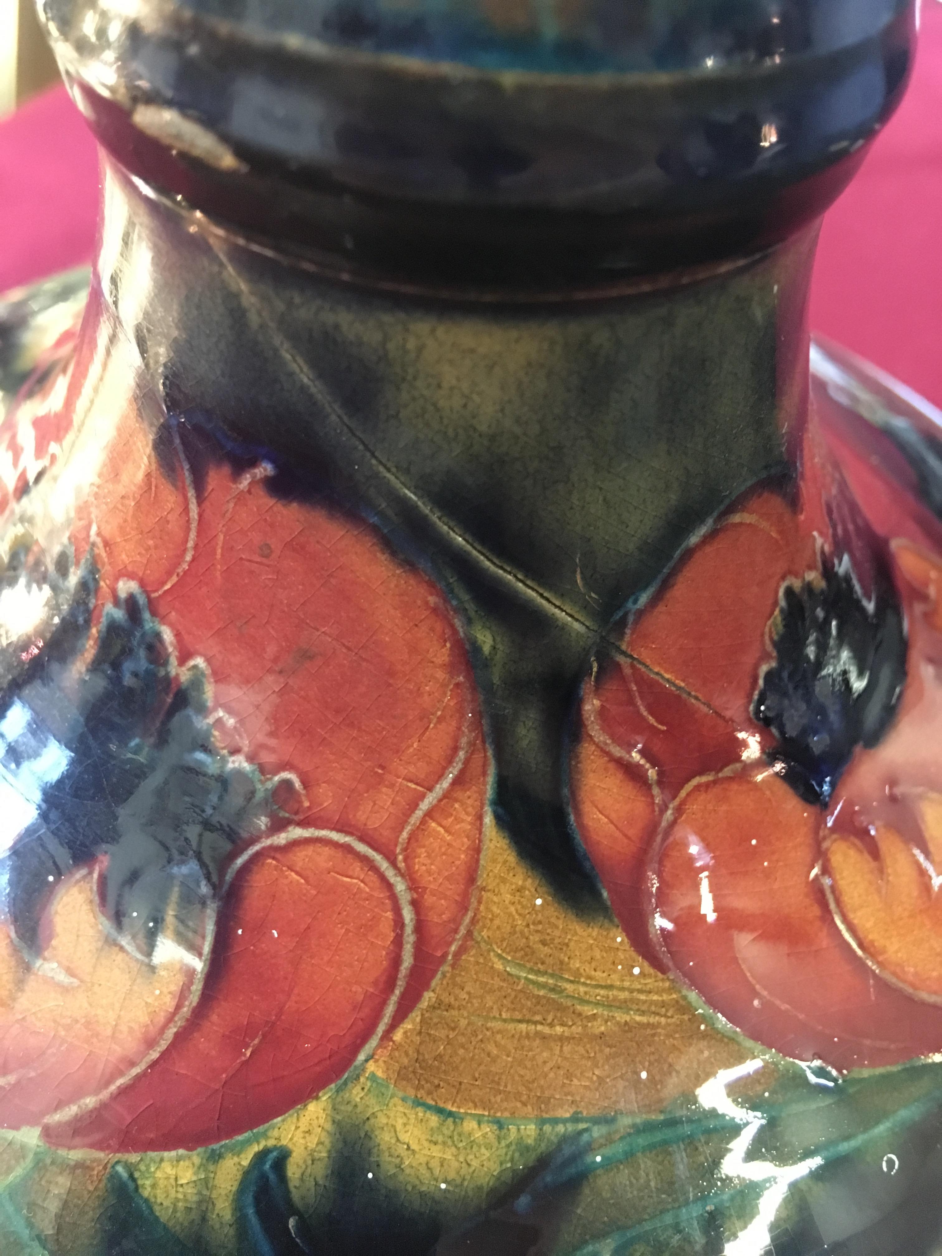 A Moorcroft candlestick converted to a lamp base, in a poppy pattern, - Image 4 of 6