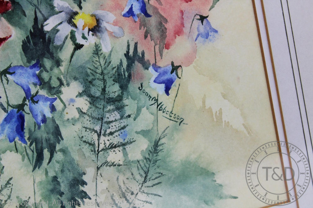 Joan Ibbotson, Pair botanical of watercolours, Studies of hydrangea and poppies, Signed, - Image 4 of 4